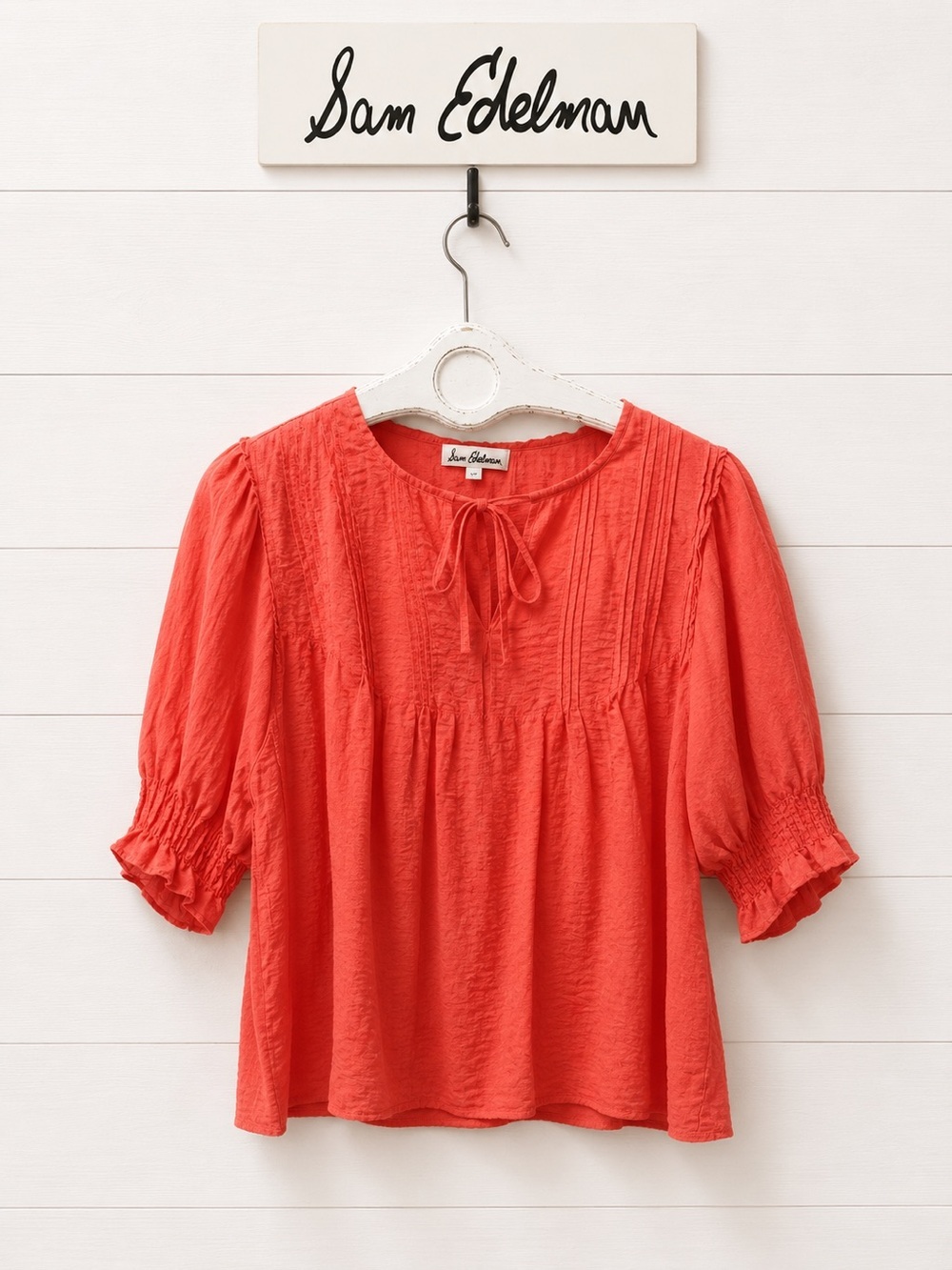 SAM EDELMAN Orange Peasant Blouse XL